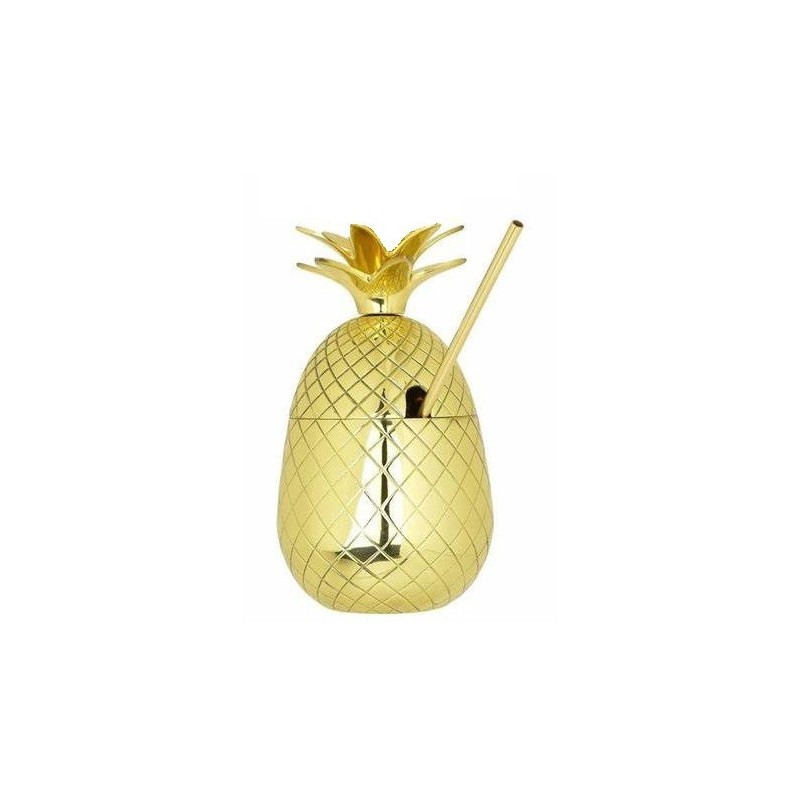 Copper Pineapple Cocktail Cup 900ml with Straw – Tropical Drinkware | Bar46 Brand