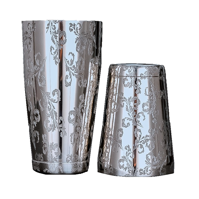 Etched Leaf Boston Cocktail Shaker Set 540ml/750ml – Bar46 Brand