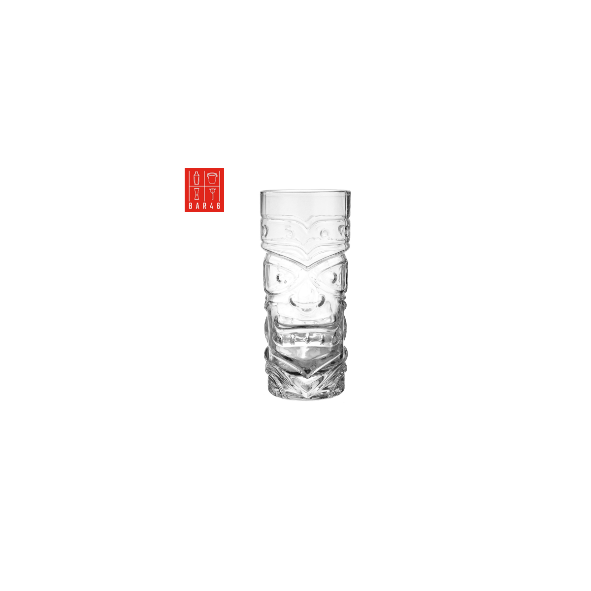 Classic 420ml glass tiki mug for tropical cocktails – heat-resistant, durable, and perfect for bar, hotel, or home use.