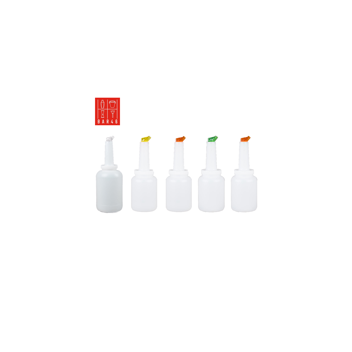 Set of 5 Assorted Store 'N Pour White Container with Spout and Cap  (0.5Gl/2.2l)