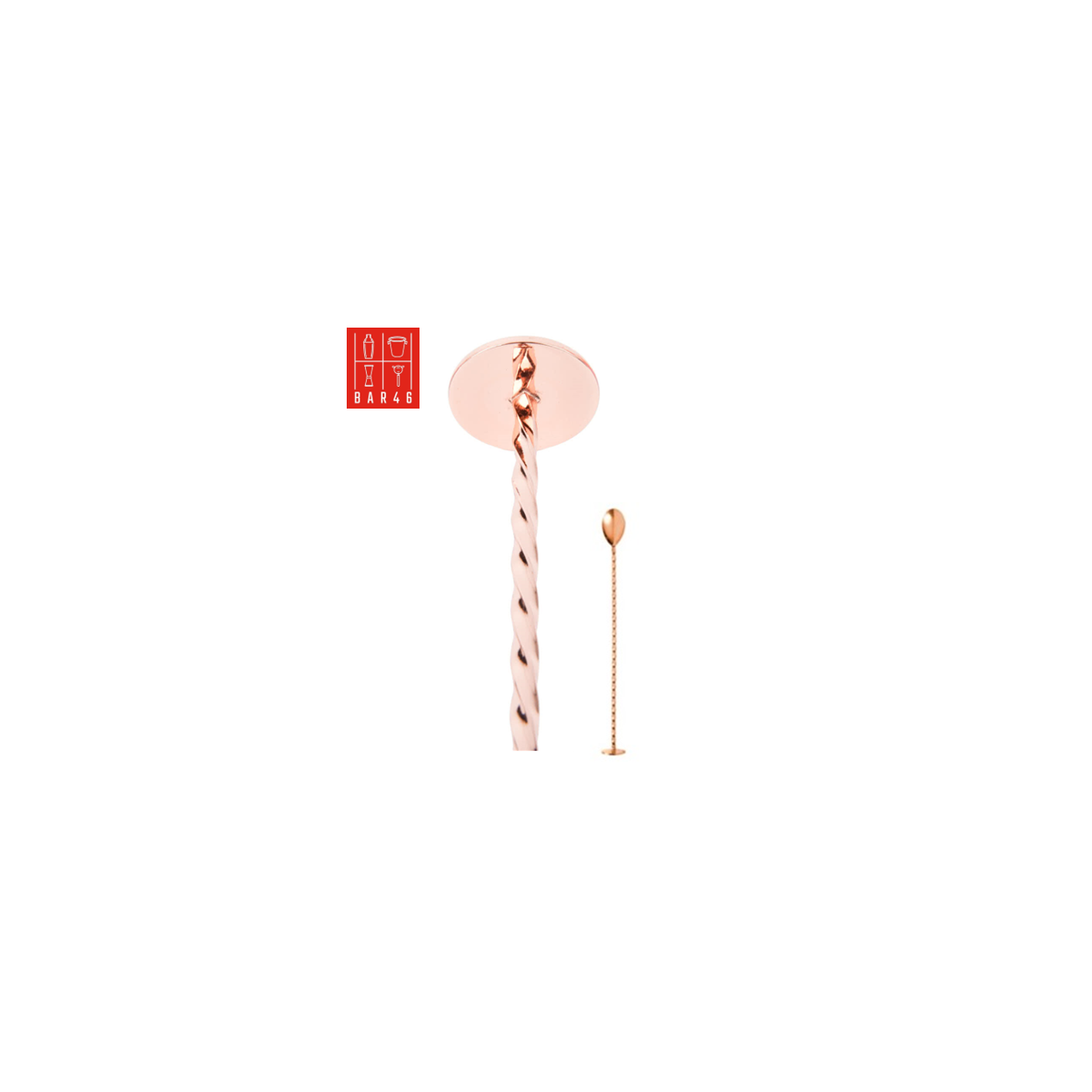 Copper-Plated Bar Spoon with Muddler 30cm | Bar46 Brand Premium Tool