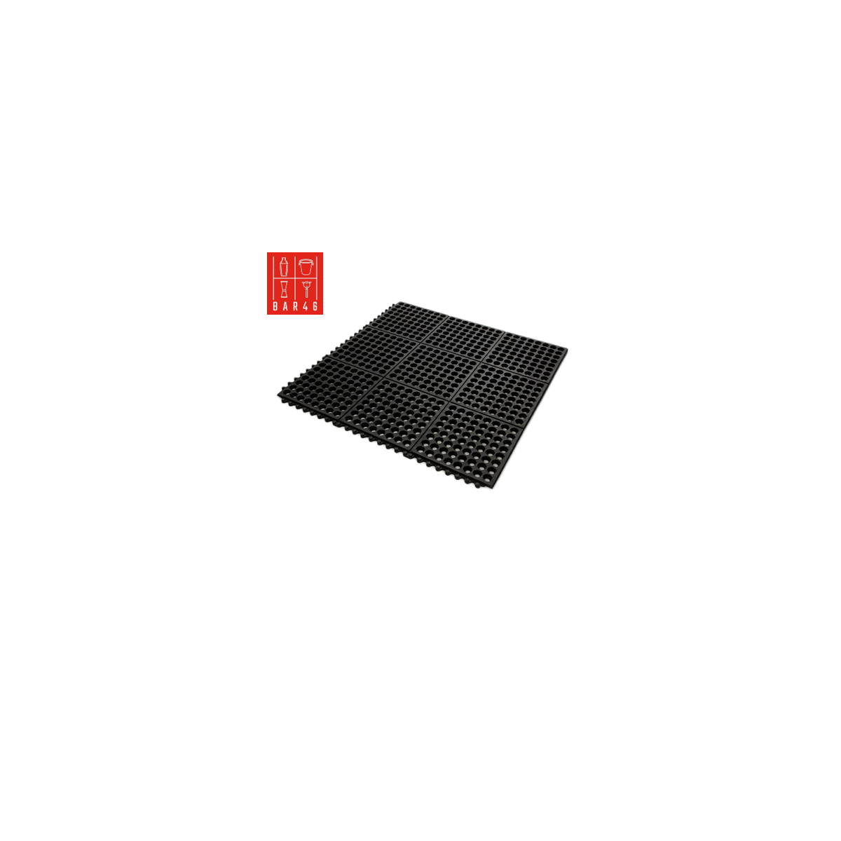 Black Interlocking Floor Mat 90x90cm – Anti-Fatigue | Bar46 Brand