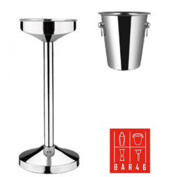 Bar46 Brand Riviera Stand + Ring Handle Wine Bucket Set (Stainless Steel)