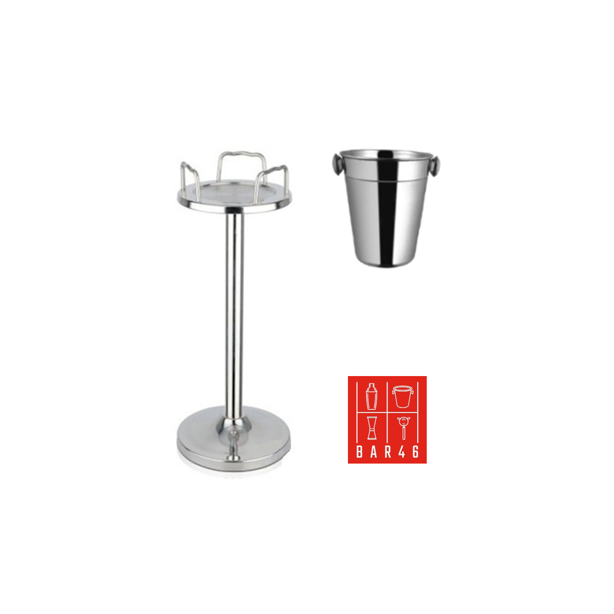 Set Tulip Stand + Wine Bucket with Knobs (Stainless Steel, 4 L) Bar46 Brand