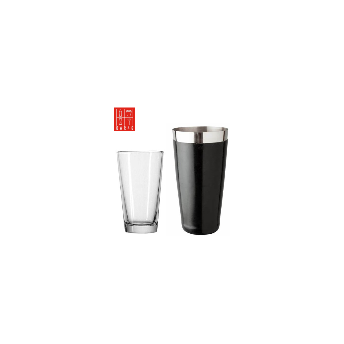 Black Vinyl & Glass Boston Shaker Set | Bar46 Professional Cocktail Tools
