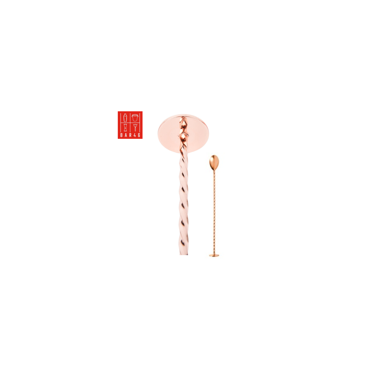 Copper Bar Spoon with Muddler 40cm | Bar46 Brand Cocktail Tool