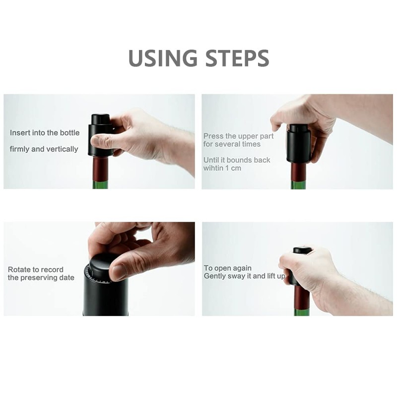 Wine Vacuum Stopper with Time Scale – Leakproof Wine Saver