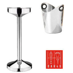 Set – Riviera Stand + Two Handle Ice Bucket (4.2 L, Stainless Steel)