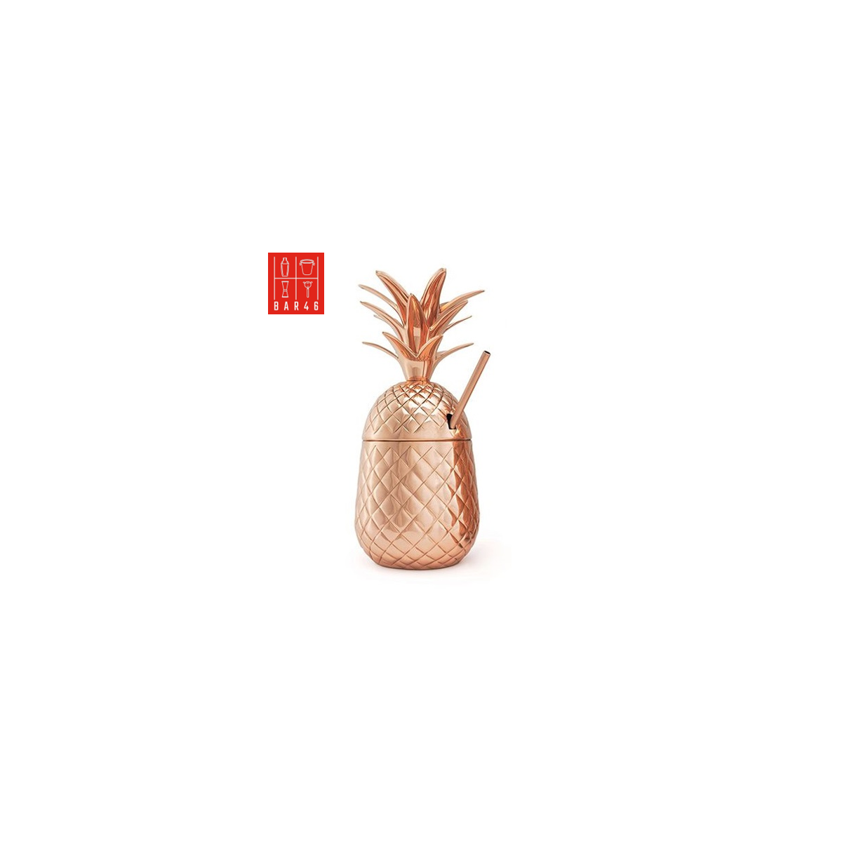 Copper Pineapple Cocktail Cup 900ml with Straw – Tropical Drinkware | Bar46 Brand