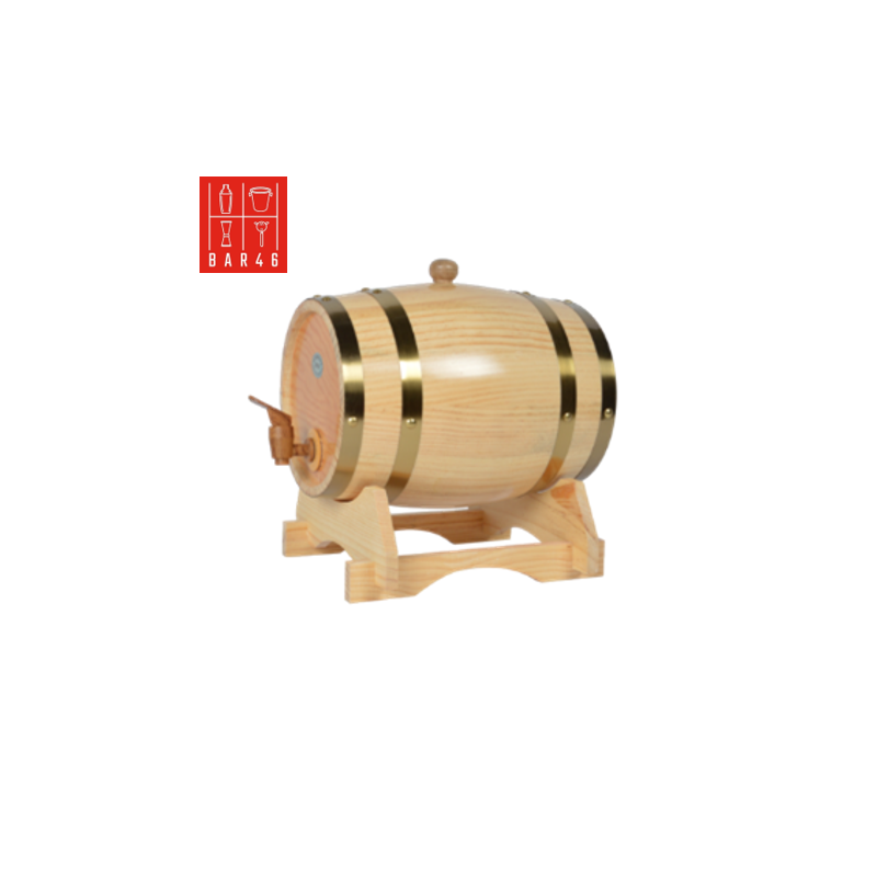 Pine Wood Wine Barrel 3L - Whiskey & Wine Dispenser