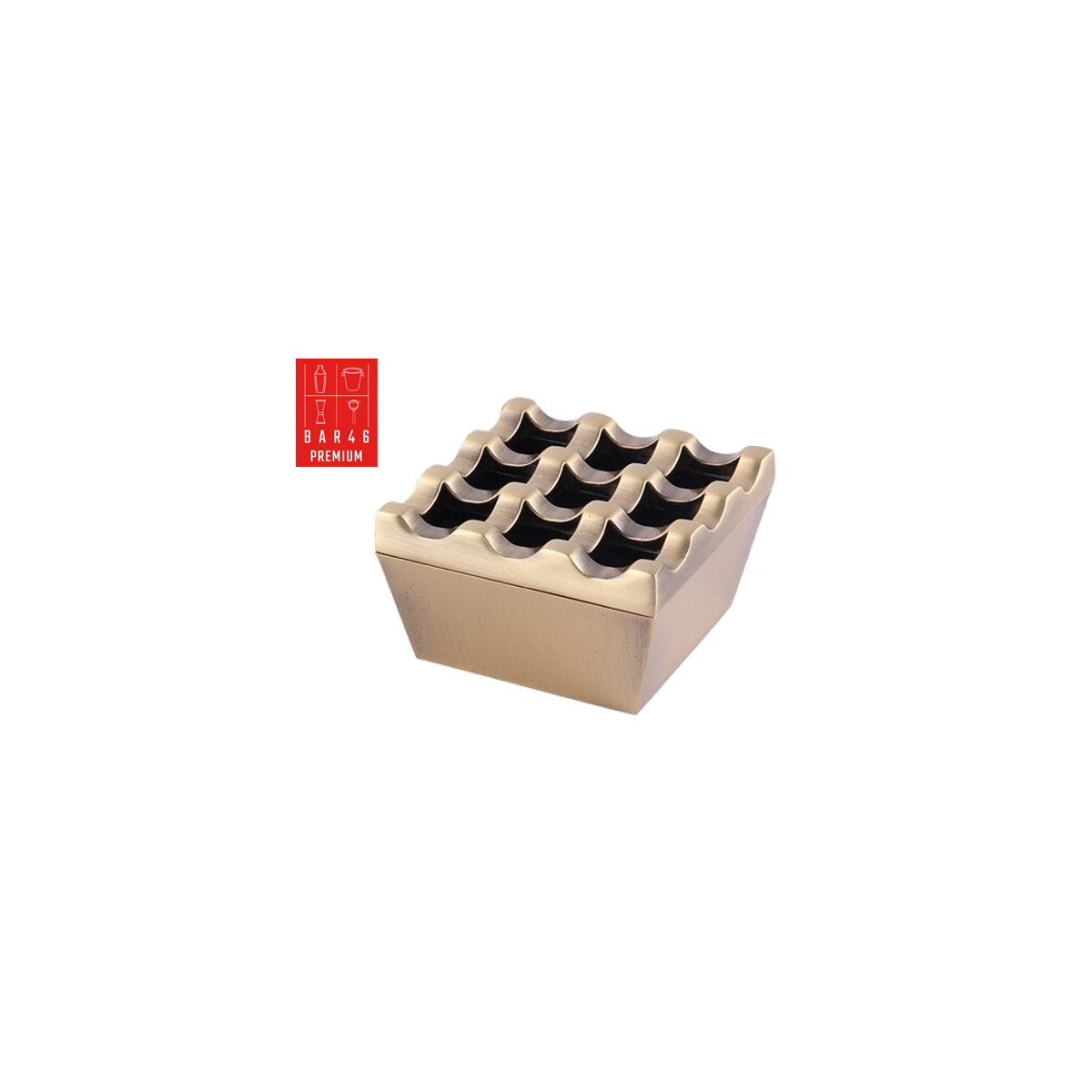 Brass Windproof Ashtray – Square 9-Hole Heavy Ashtray | Bar46 Brand