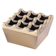 Brass Windproof Ashtray – Square 9-Hole Heavy Ashtray | Bar46 Brand