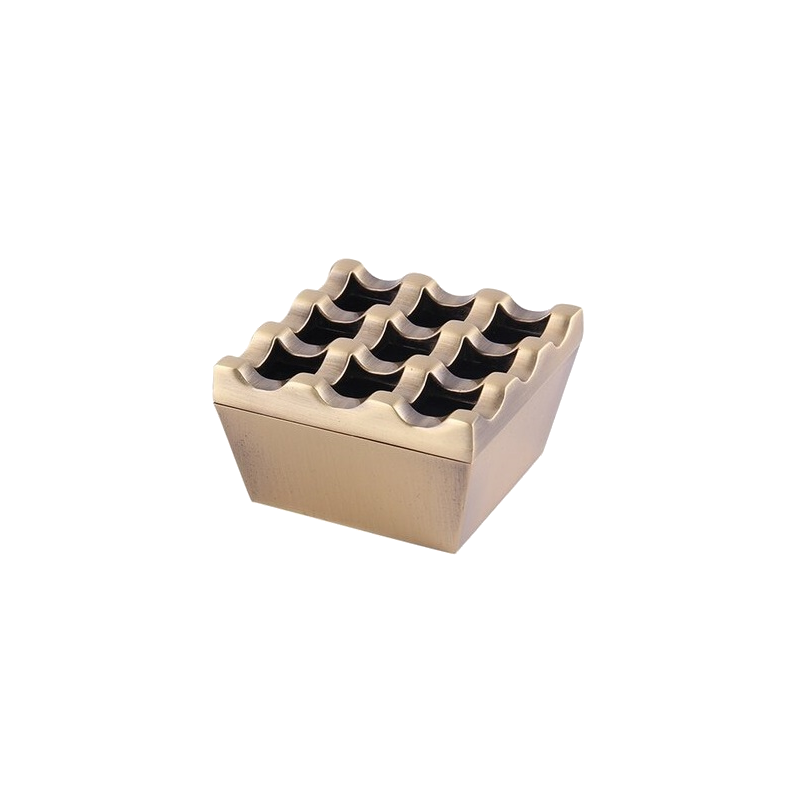 Brass Windproof Ashtray – Square 9-Hole Heavy Ashtray | Bar46 Brand