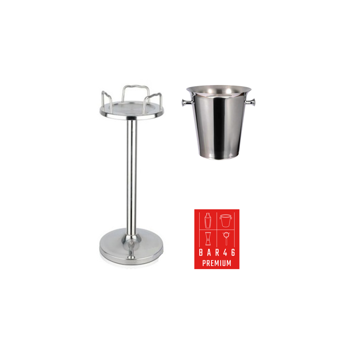 Set Tulip Stand + Premium Wine Bucket with Knobs (Stainless Steel, 5 L) Bar46 Brand