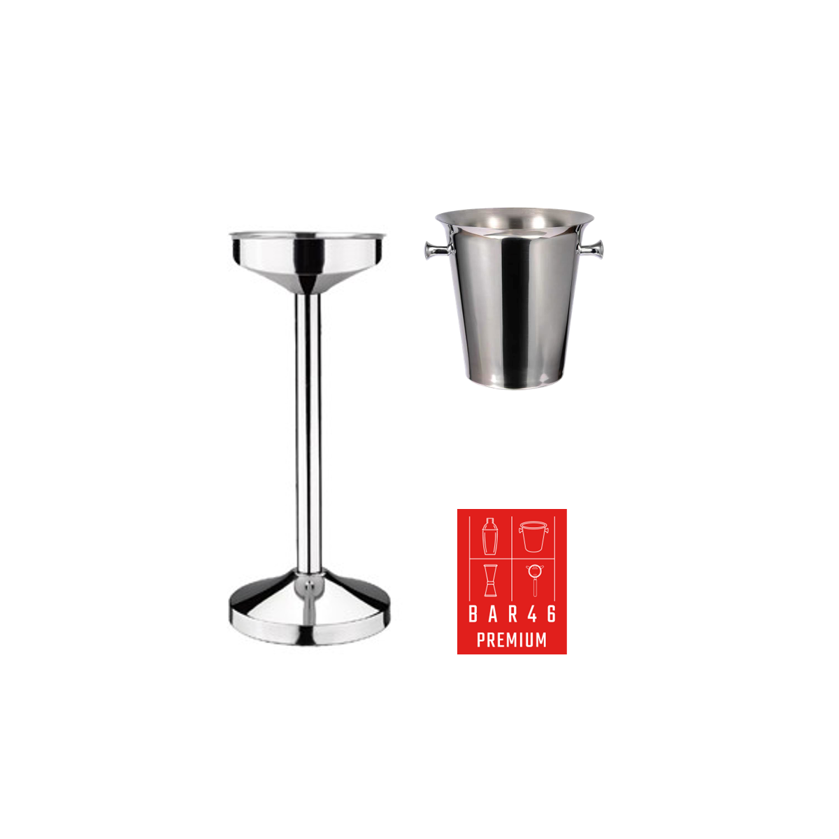 Set Riviera Stand + Premium Wine Bucket with Knobs (Stainless Steel, 5 L) Bar46 Brand