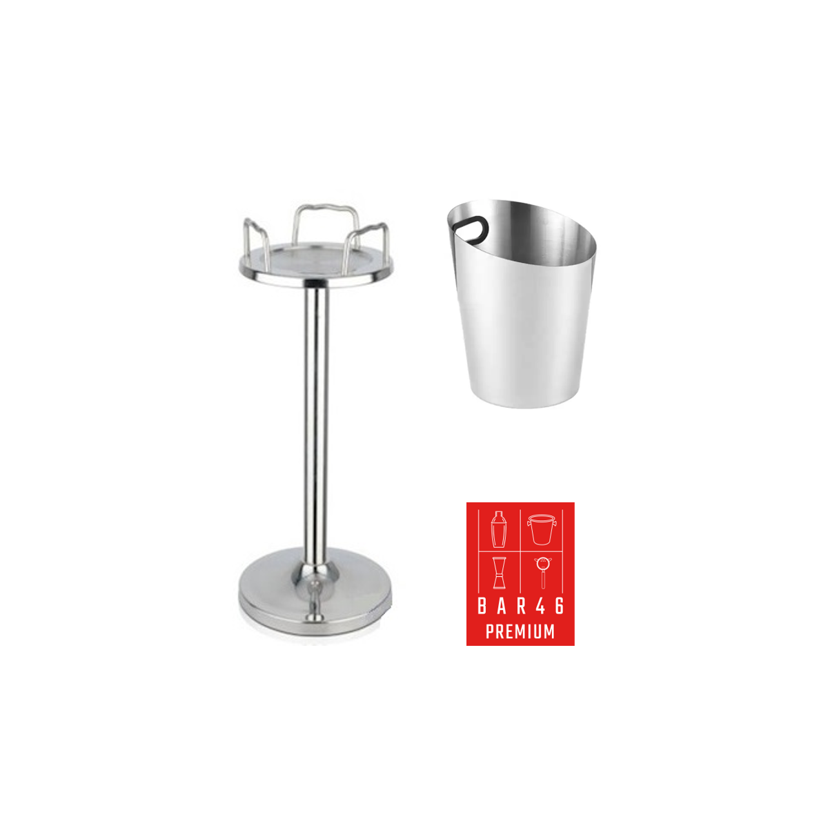 Set – Tulip Stand + Two Handle Ice Bucket (4.2 L, Stainless Steel) Bar46 Brand