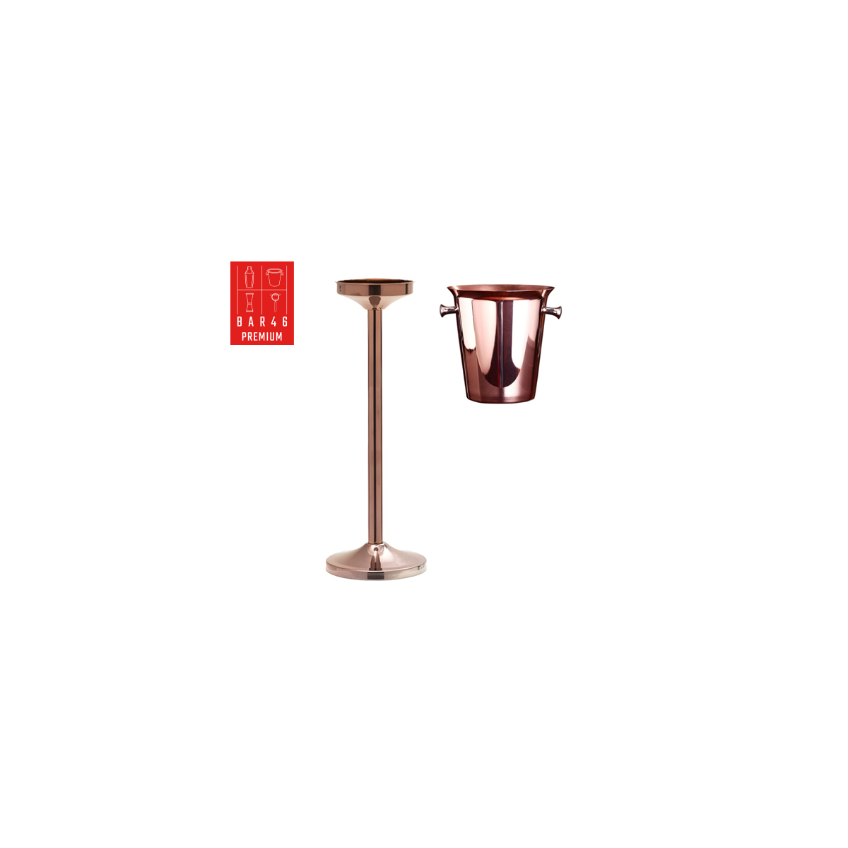 Set – Riviera Premium Copper Stand + Copper Bucket with Knobs (5 L)