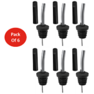 Pack of 6 Large Stainless Steel Liquor Pourers with Dust Caps – Bar46 Brand