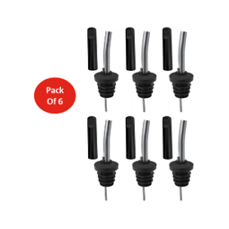 Pack of 6 Large Stainless Steel Liquor Pourers with Dust Caps – Bar46 Brand