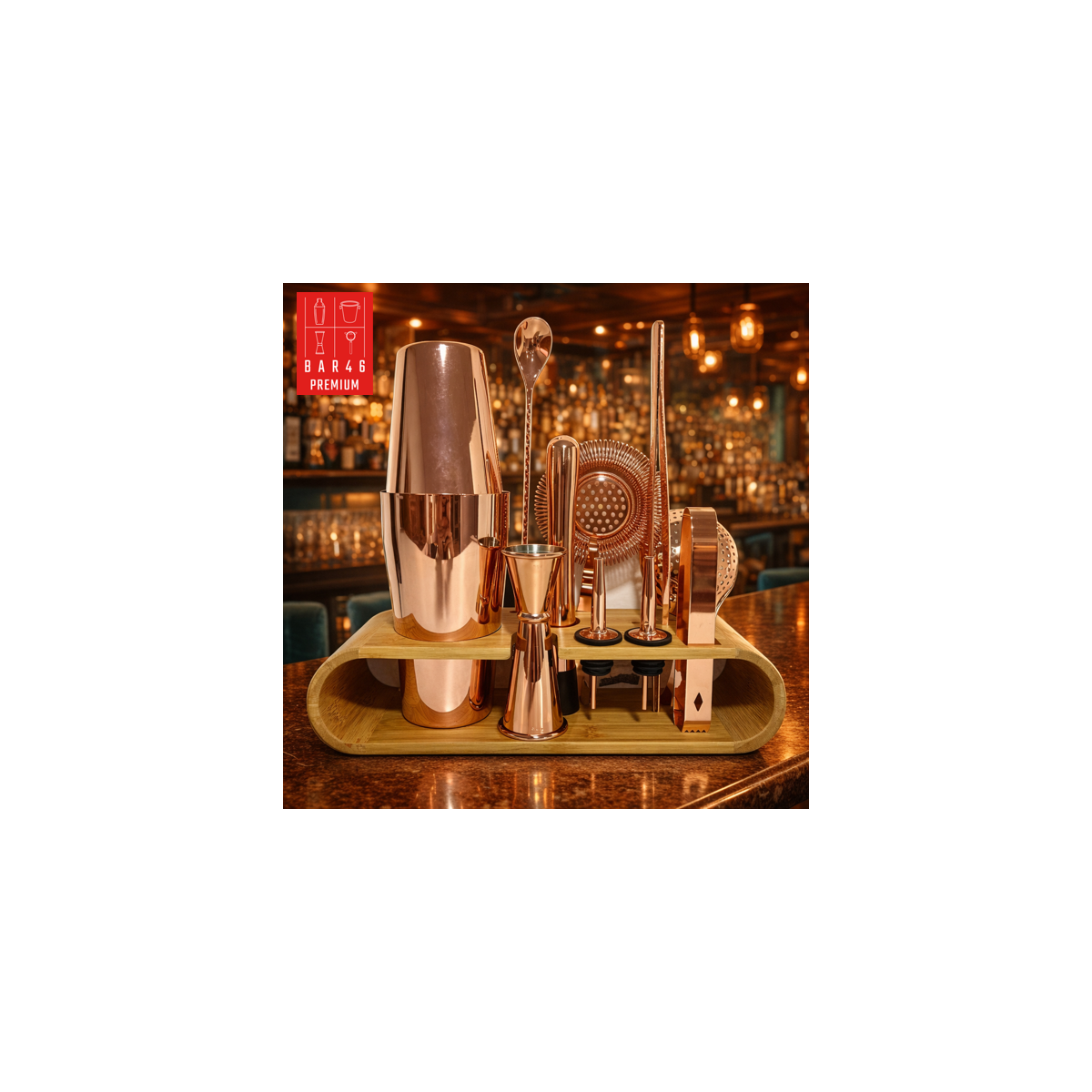 Set – Bar46 Brand Copper Plated Mixology Bartender 11 Pieces Set