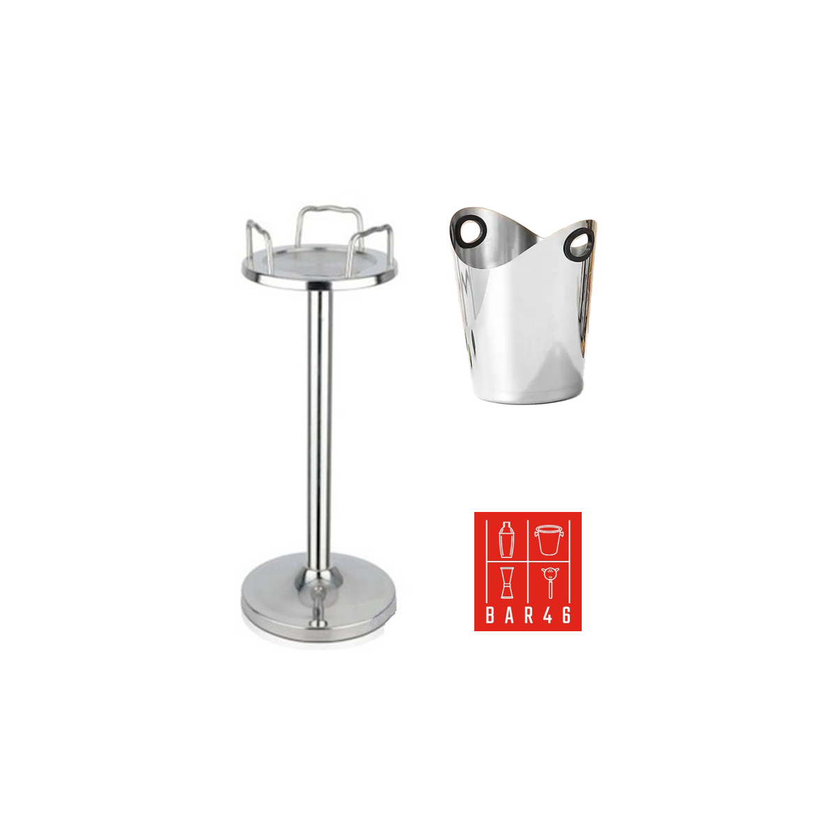 Set – Tulip Stand + Two Handle Ice Bucket (4.2 L, Stainless Steel)