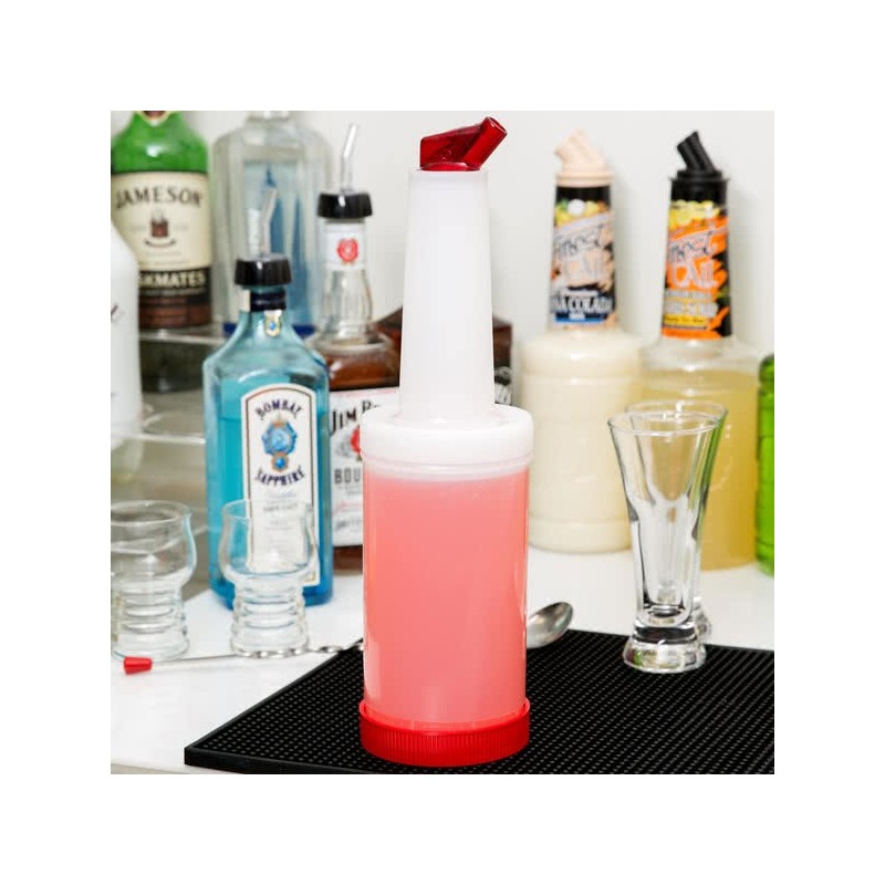 1 Qt Store 'N Pour Bottle – Red Spout & Cap | Bar46 Barware Brand