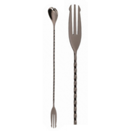 Manhattan, Gunmetal Black Plated Bar Spoon with Trident, (11"/30cm)