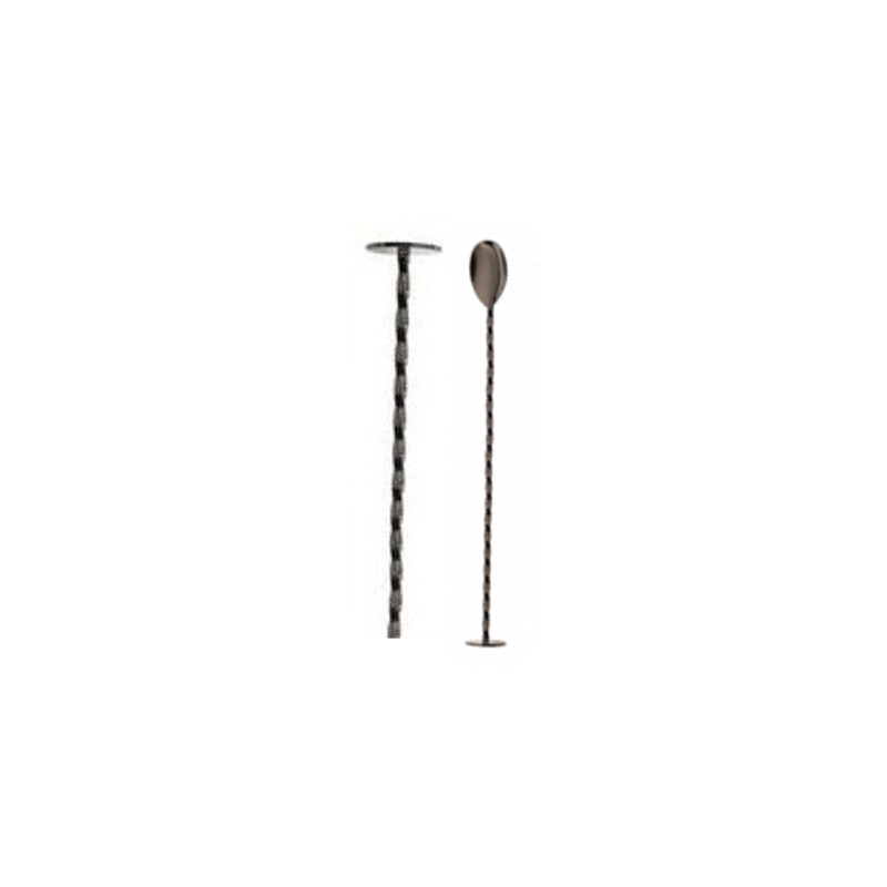30cm Gunmetal Black Bar Spoon with Muddler | Bar46 Cocktail Tool